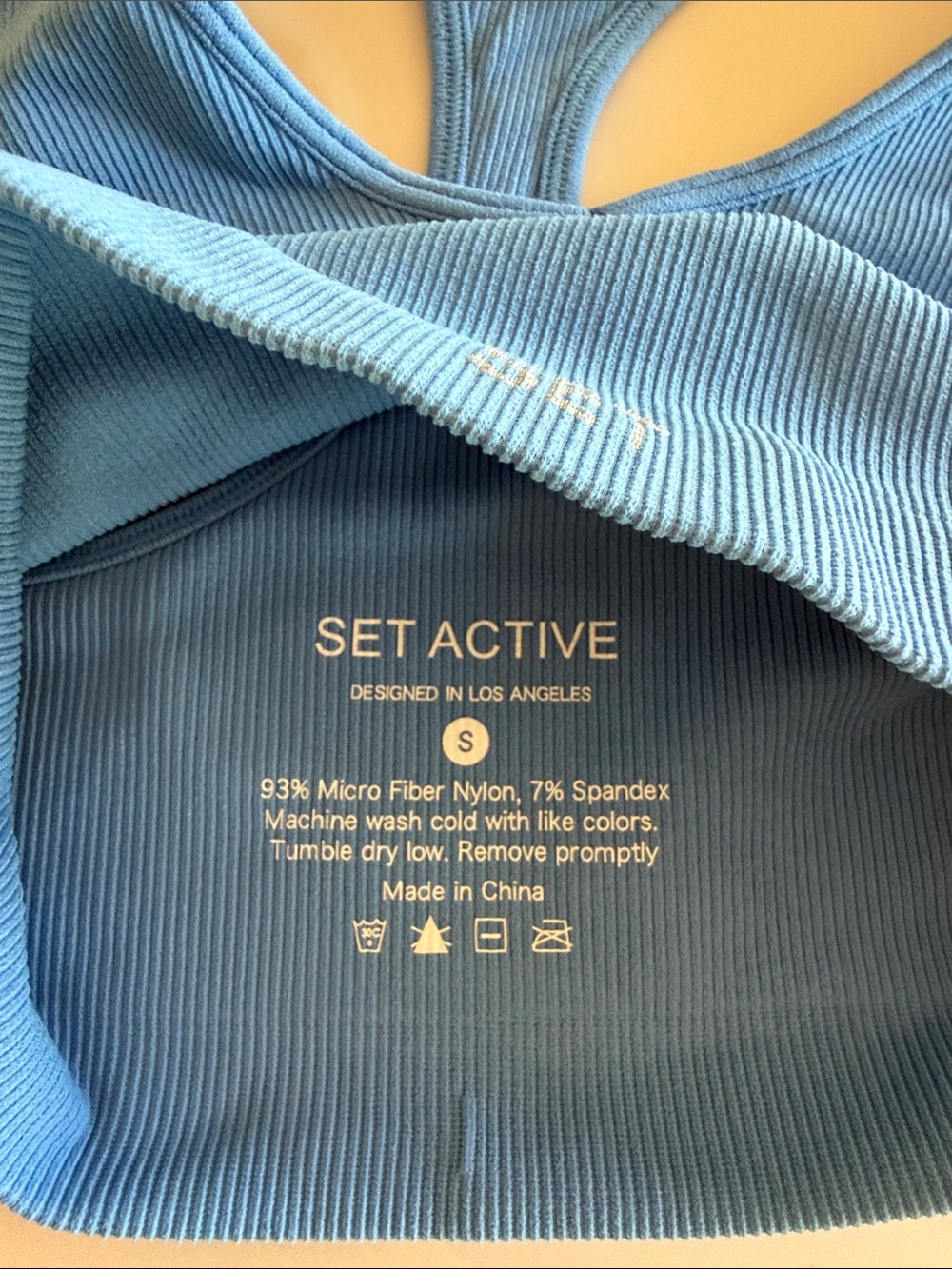SET Active Blue Ribbed Racerback Sports Bra - Picture 2 of 3